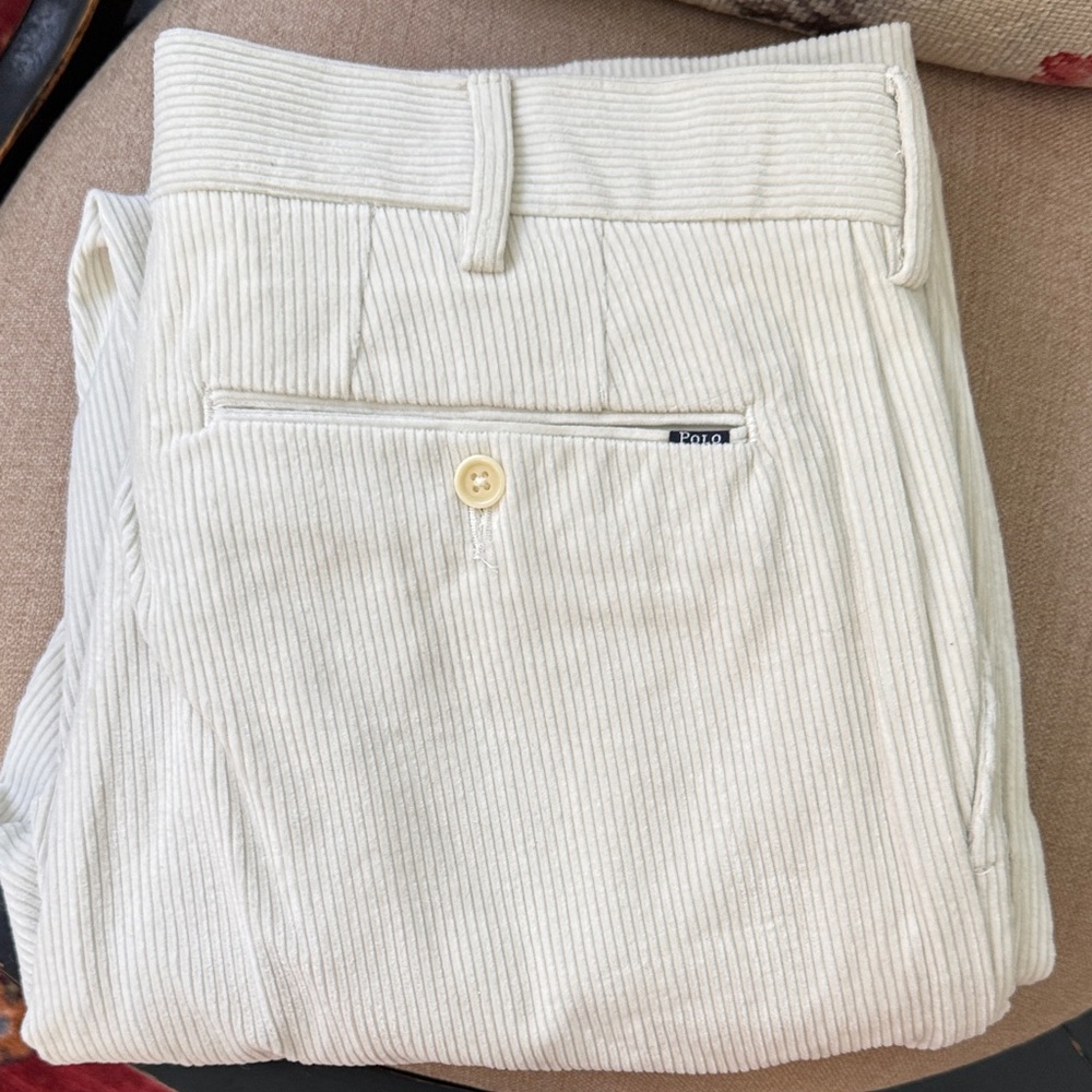 Ralph Lauren Men's Off-White Corduroy Pants